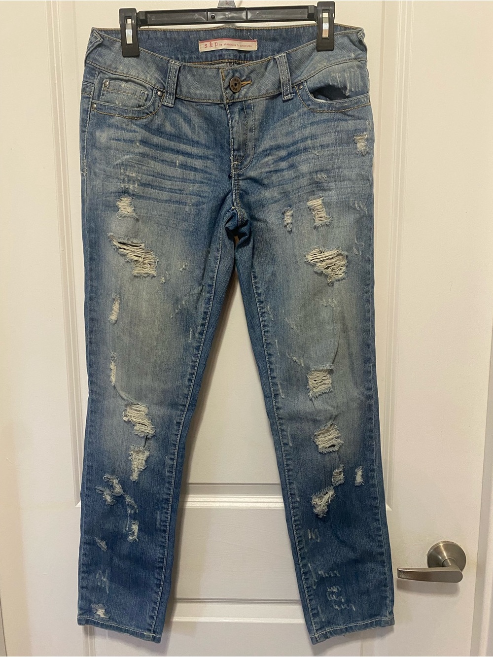 Distressed Light Blue Boyfriend Jeans - S & P Denim